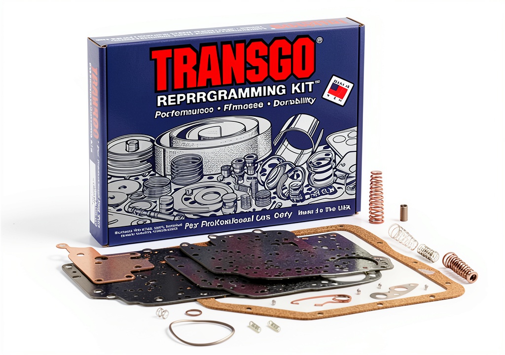 TRANSGO TH350 valve body kit components laid out on a workbench