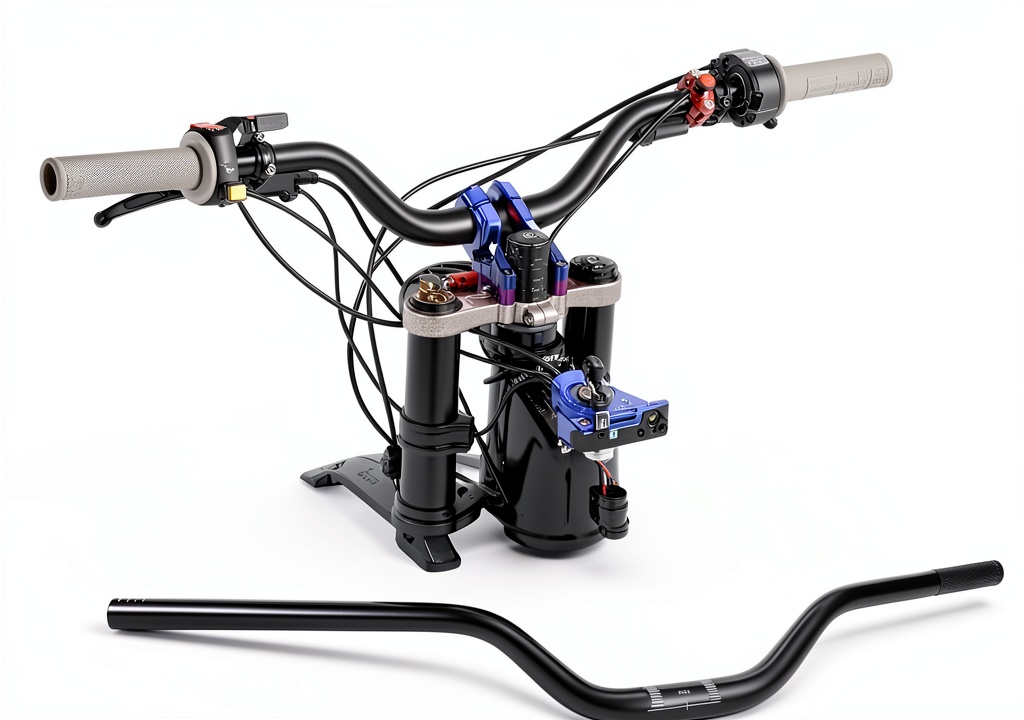 RUTU mid‑rise handlebar installed on a Sur‑Ron bike in a forest trail